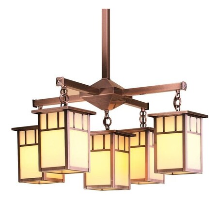 Arroyo Craftsman 4" Huntington 4 Light, Center Light, Without Overlay (Empty), Mission Brown, Off White Glass HCH-4L/4-1EOF-MB